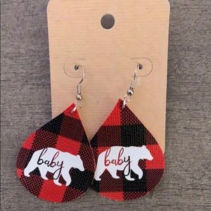 New Baby Bear Faux Leather Earrings
